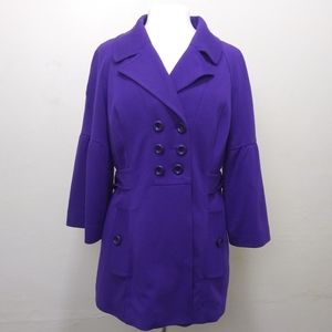 Sandro Sportswear Size Large Purple Double Breasted 3/4 Bell Sleeve Jacket